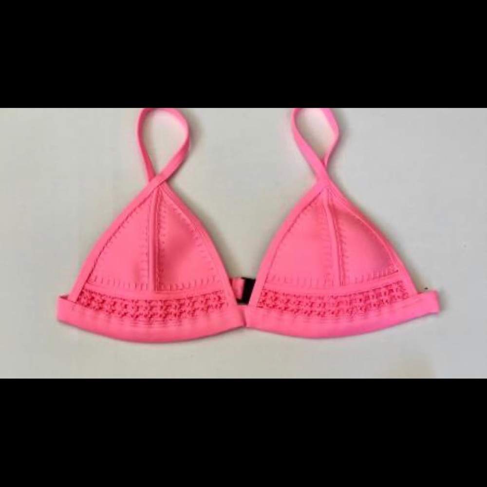 Pink crotchet triangle bikini top